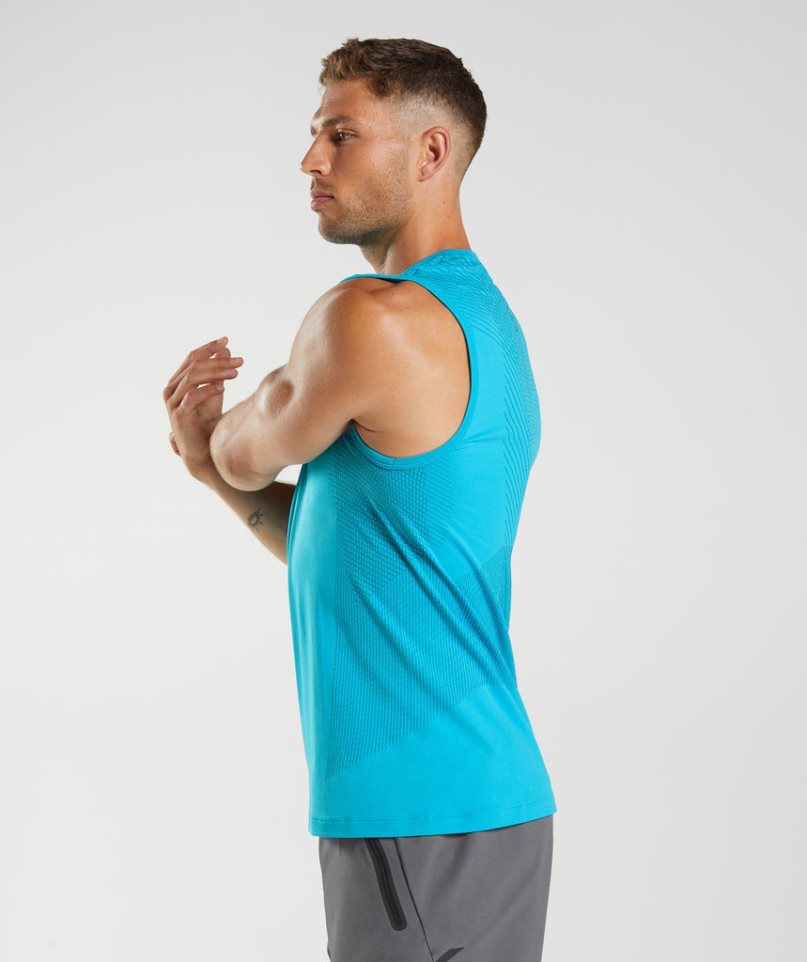 Men's Gymshark Apex Seamless Tanks Blue | CA 853D06